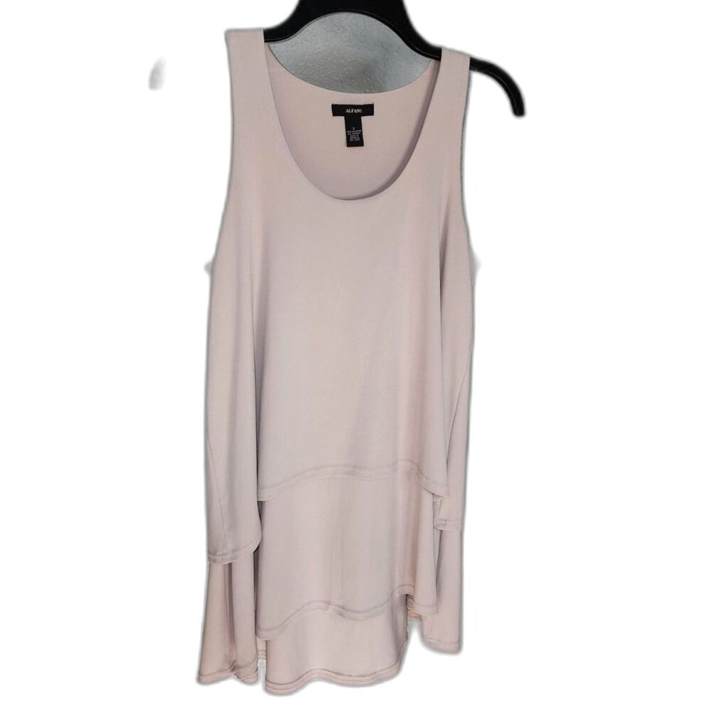 Alfani Beige Multi-Layered Sleeveless Blouse Size S